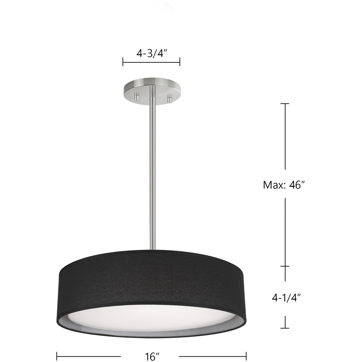 Dalton Pendant Ceiling Light in Black Organza, Organza Shade