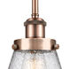 Ballston Small Cone LED 6 inch Antique Copper Pendant Ceiling Light in Seedy Glass