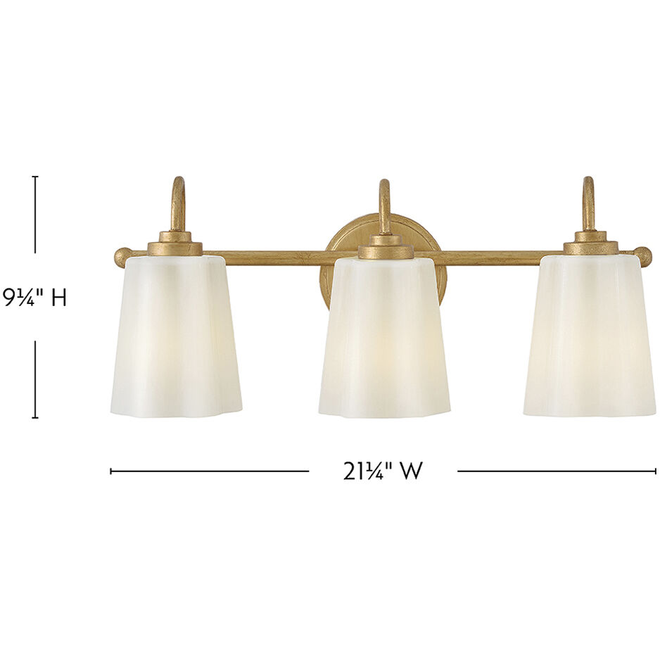 Honey 3 Light 21.25 inch Distressed Brass Bath Light Wall Light