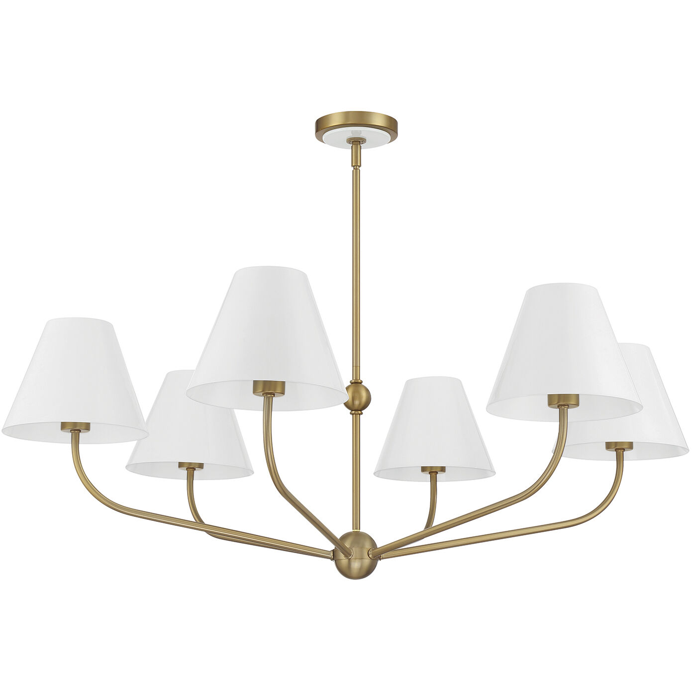 Xavier 6 Light 40 inch Vibrant Gold Chandelier Ceiling Light in Vibrant Gold and White