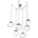 Cosmos LED 17 inch Classic Silver Swag Multi-Pendant Ceiling Light in 2700K LED, Geo Inner - Clear Outer