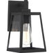 Halifax 1 Light 10 inch Matte Black and Glass Outdoor Wall Lantern, Small