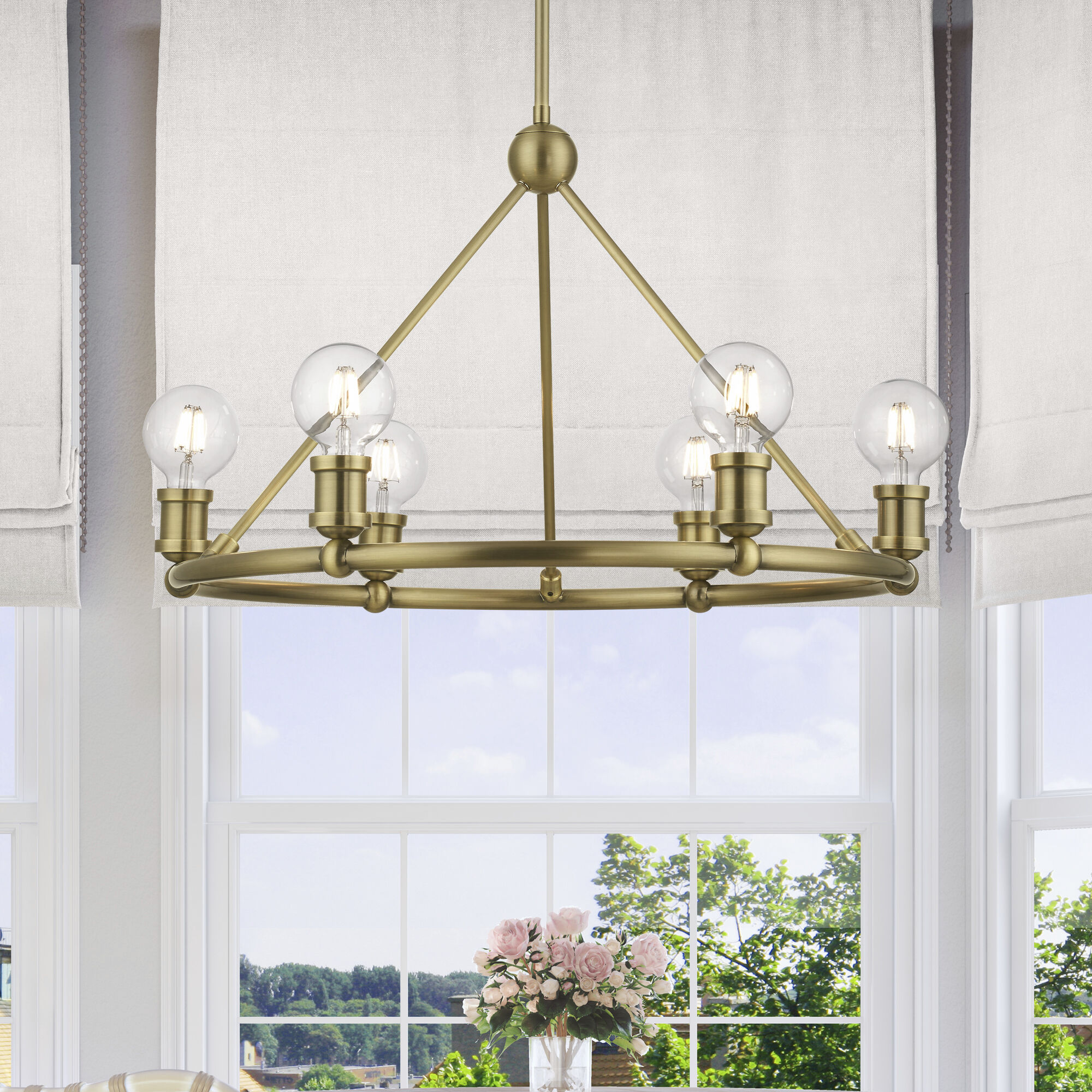 Lansdale 6 Light 25 inch Antique Brass Chandelier Ceiling Light
