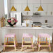 Robias Rectangular Rattan 24.5" Counter Stool in White and Pink Dot