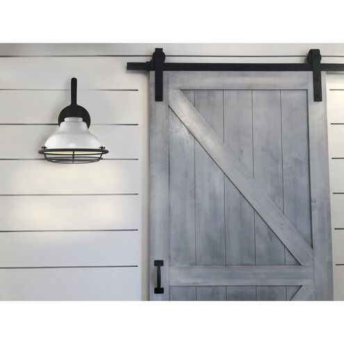 Newbridge 1 Light 14 inch Gloss White and Textured Black Outdoor Wall Fixture