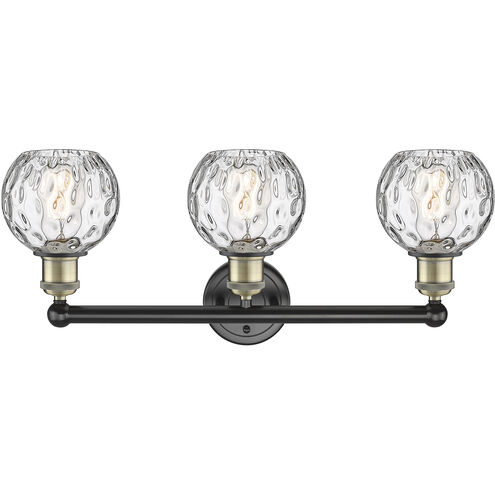 Athens Water Glass 3 Light 24 inch Black Antique Brass and Clear Water Glass Bath Vanity Light Wall Light