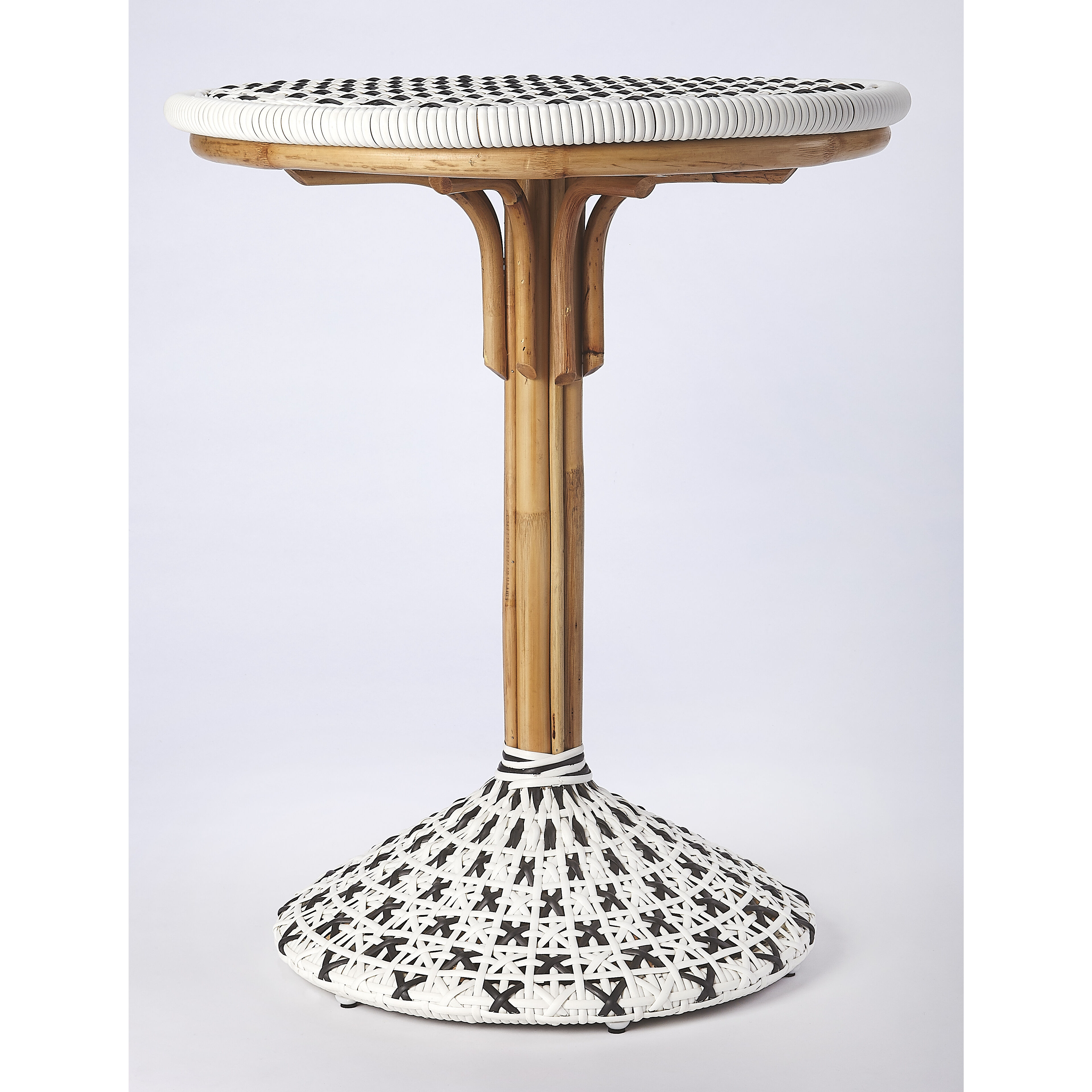 Designer'S Edge Tenor White & Black Rattan 30 X 25 inch Black Foyer Table