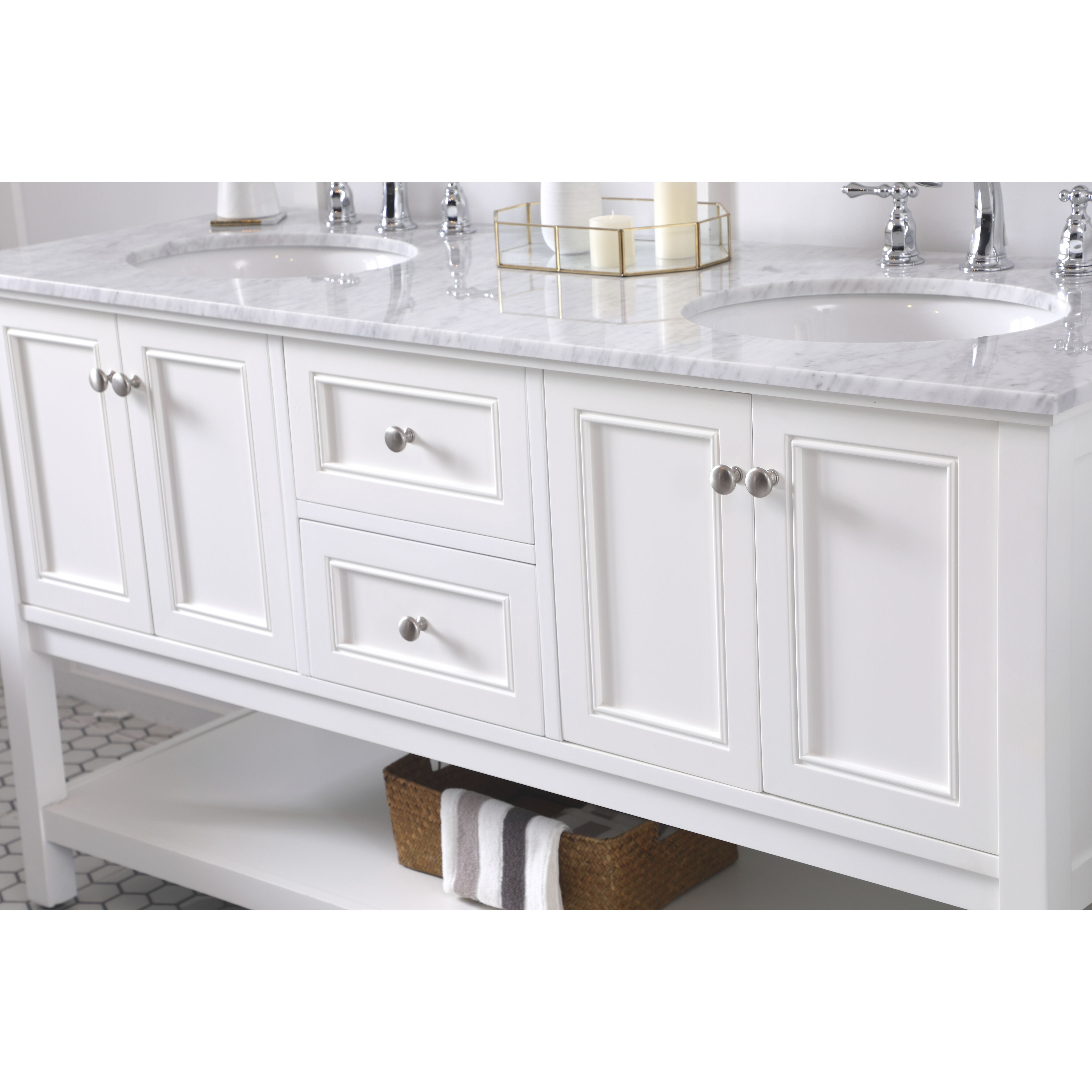 Metropolis 60 X 22 X 34 inch White Vanity Sink Set