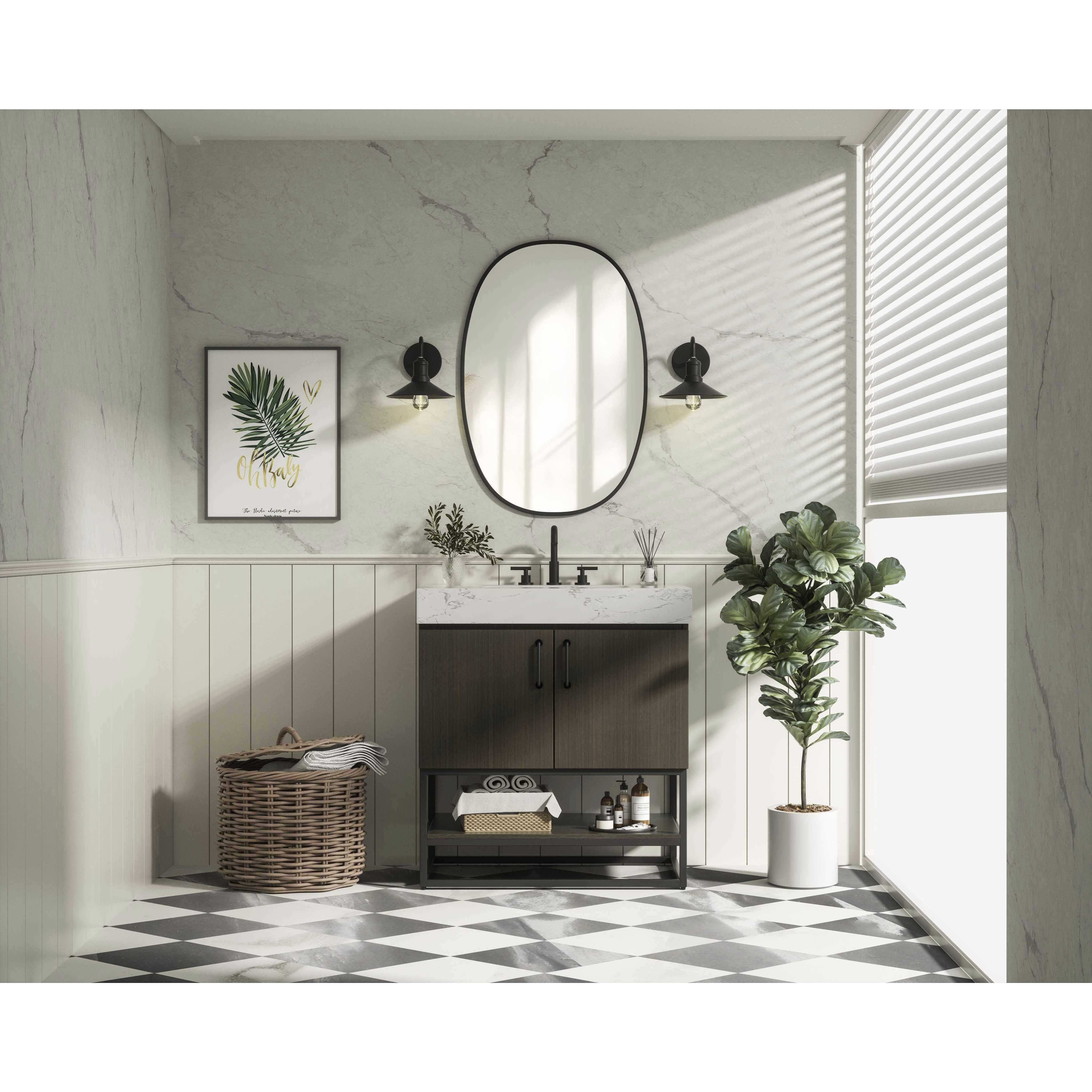 Caroline 30 X 34 inch Mocha Brown Bathroom Vanity Cabinet