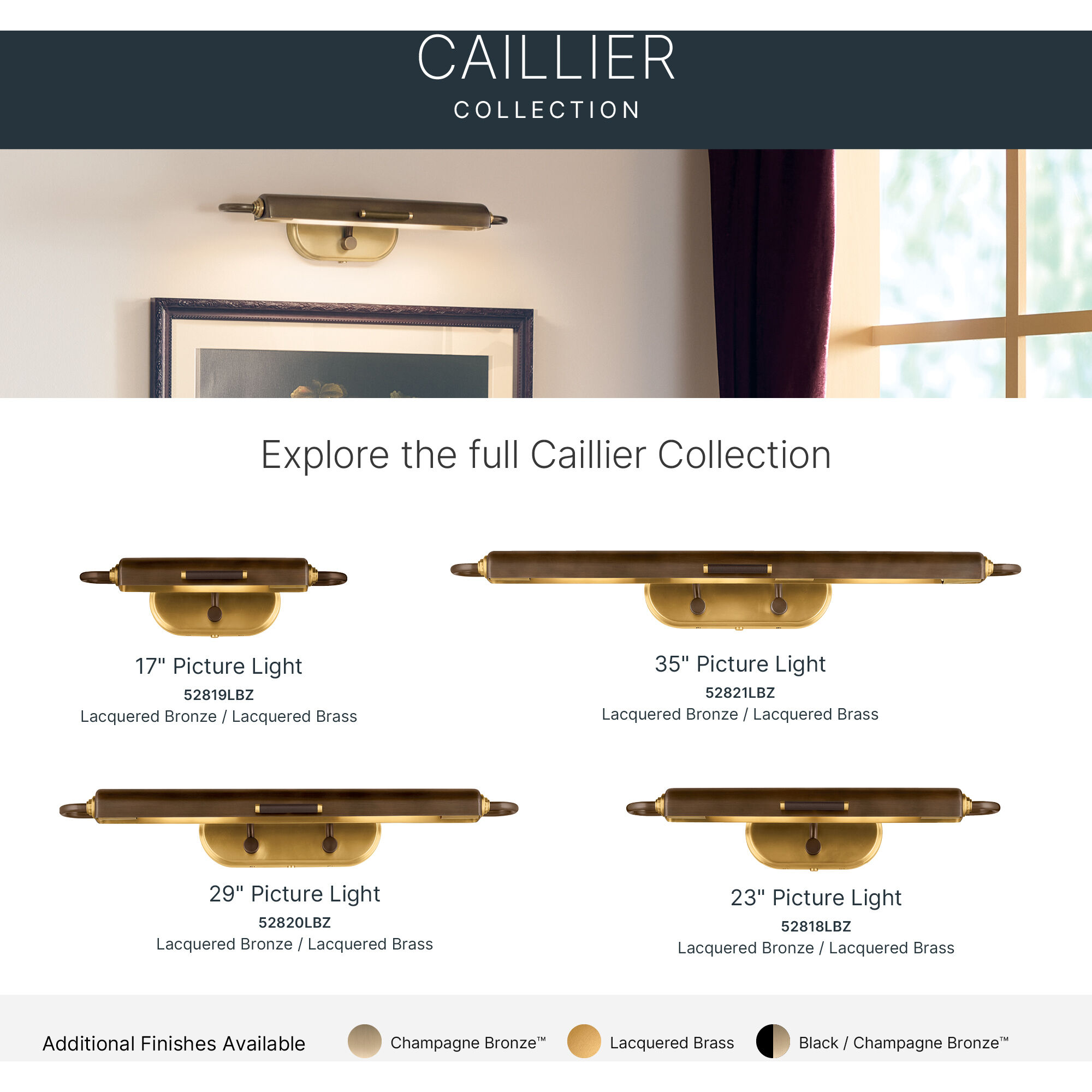 Caillier 39 watt 35.25 inch Lacquered Bronze Picture Light Wall Light