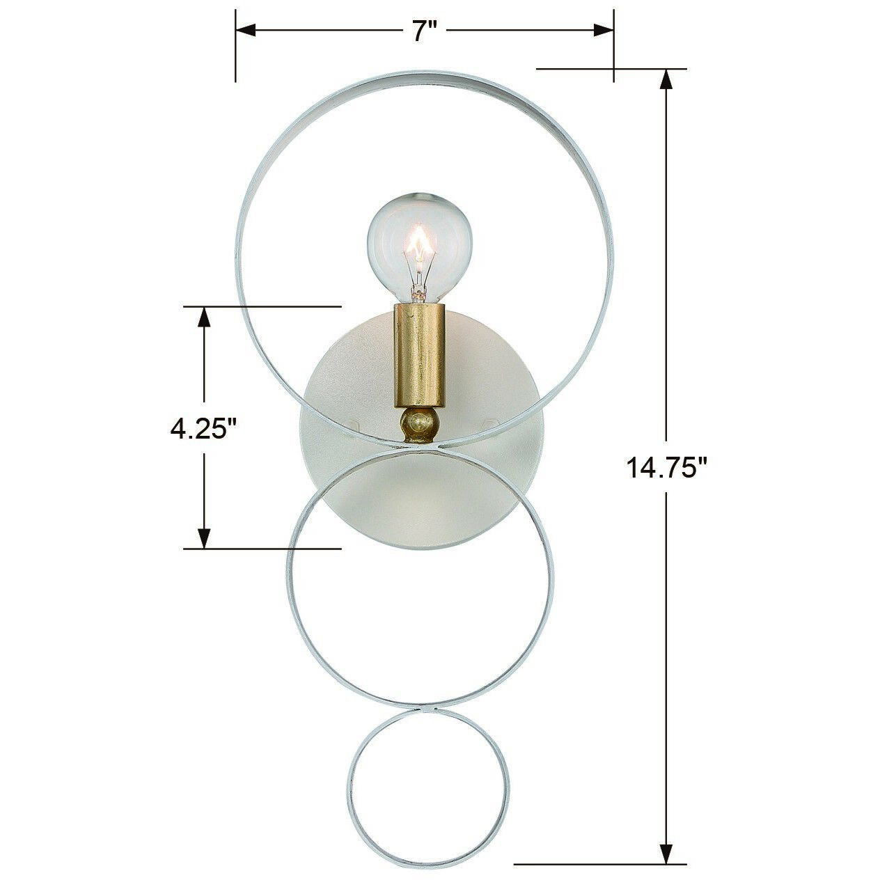 Luna 1 Light 7 inch Matte White and Antique Gold ADA Sconce Wall Light