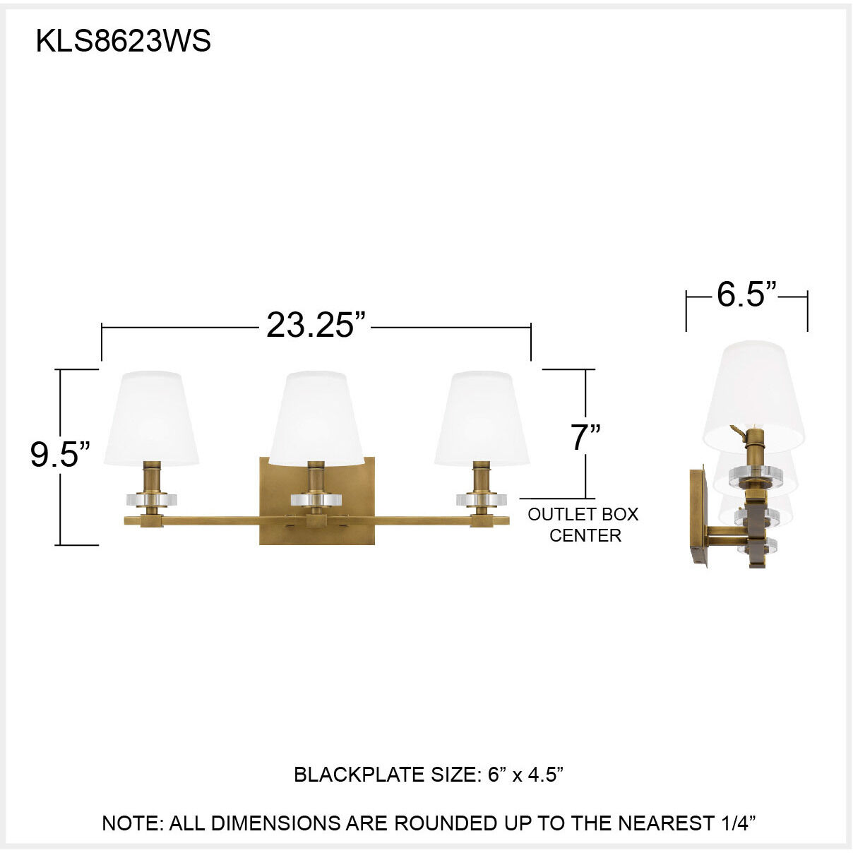 Kelsey Glen 3 Light 23 inch Weathered Brass Bath Light Wall Light