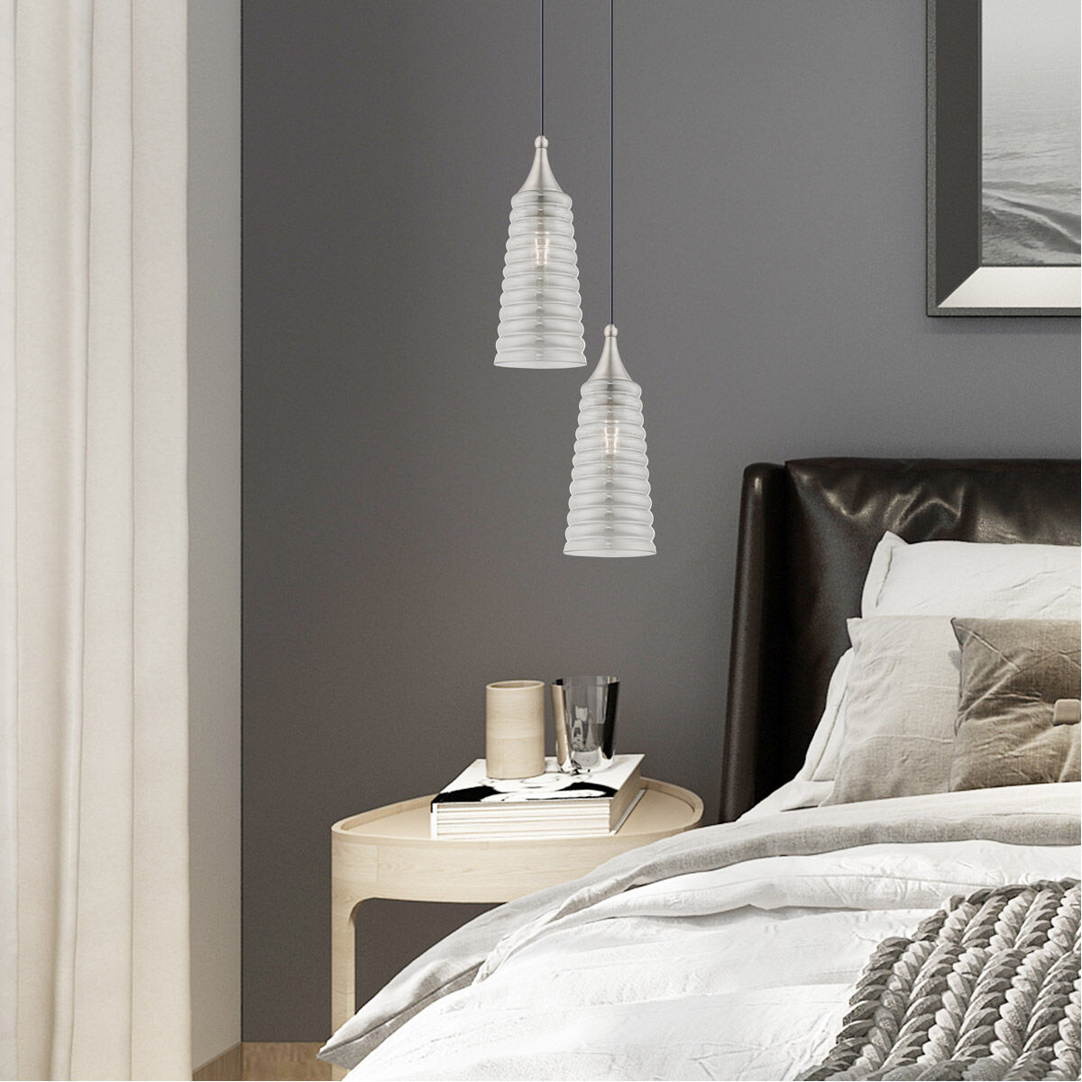 Art Glass 1 Light 6 inch Brushed Nickel Mini Pendant Ceiling Light