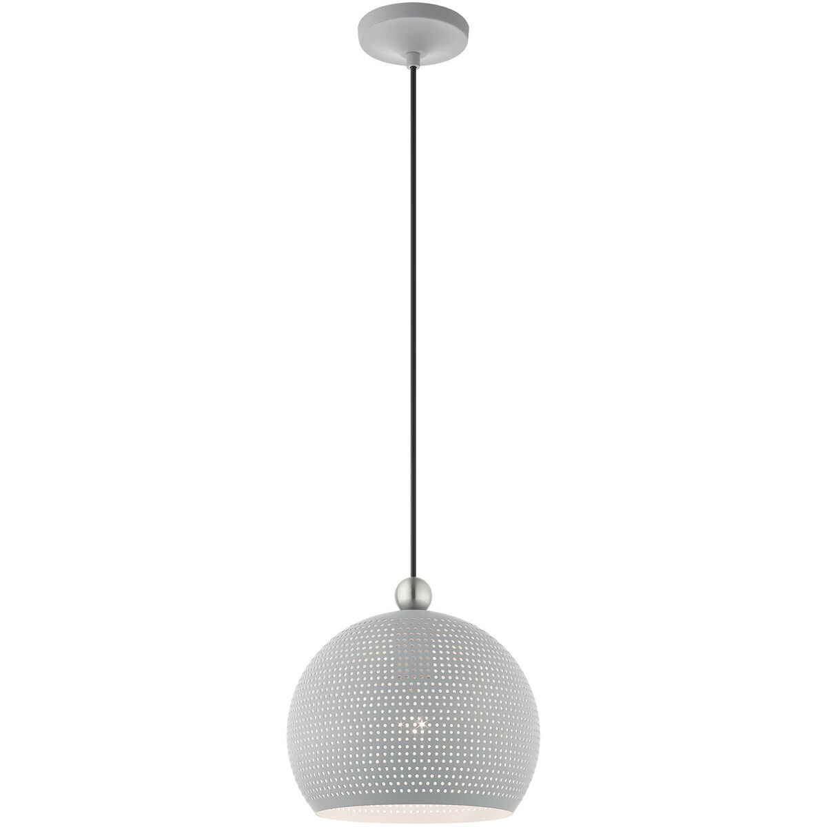 Dublin 1 Light 10 inch Nordic Gray with Brushed Nickel Accents Pendant Ceiling Light