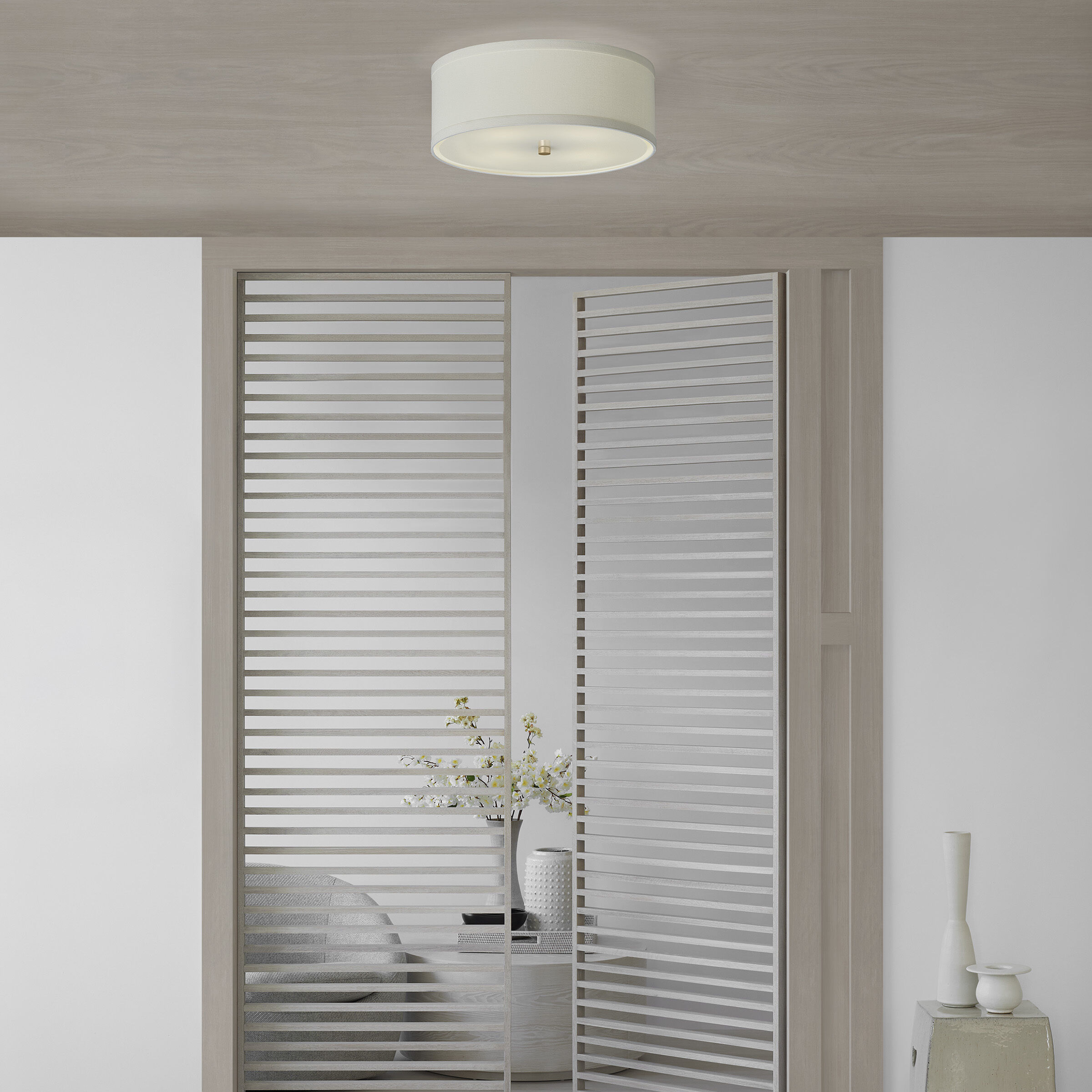 kate spade new york Walker 4 Light 18 inch Gild Flush Mount Ceiling Light in Cream Linen, Medium