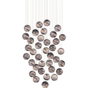 Palatino 36 Light 36 inch Blue Marbeled and Silver Multi-Drop Pendant Ceiling Light