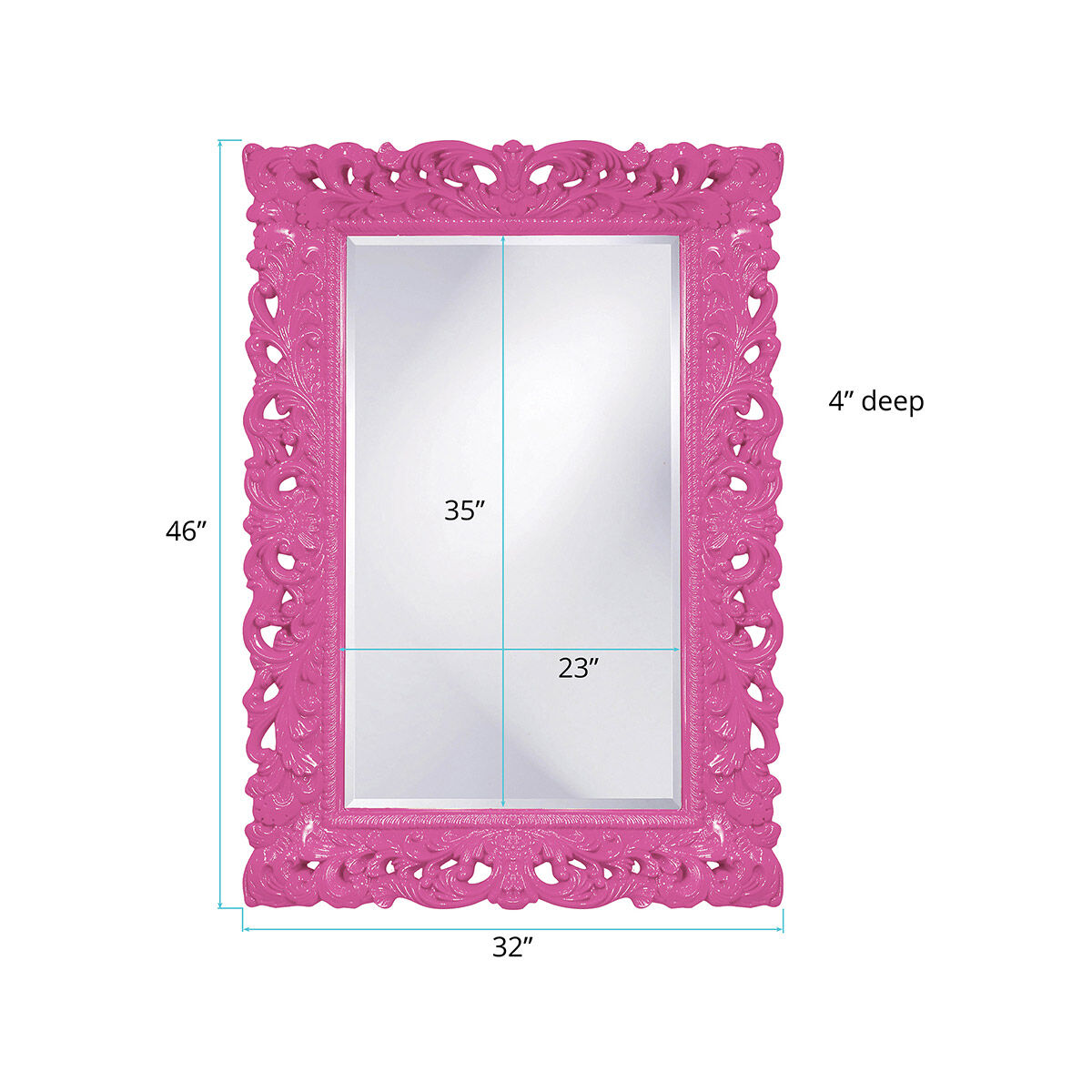 Barcelona 46 X 32 inch Glossy Hot Pink Wall Mirror