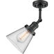 Franklin Restoration Small Cone 1 Light 6 inch Matte Black Sconce Wall Light in Clear Glass, Franklin Restoration