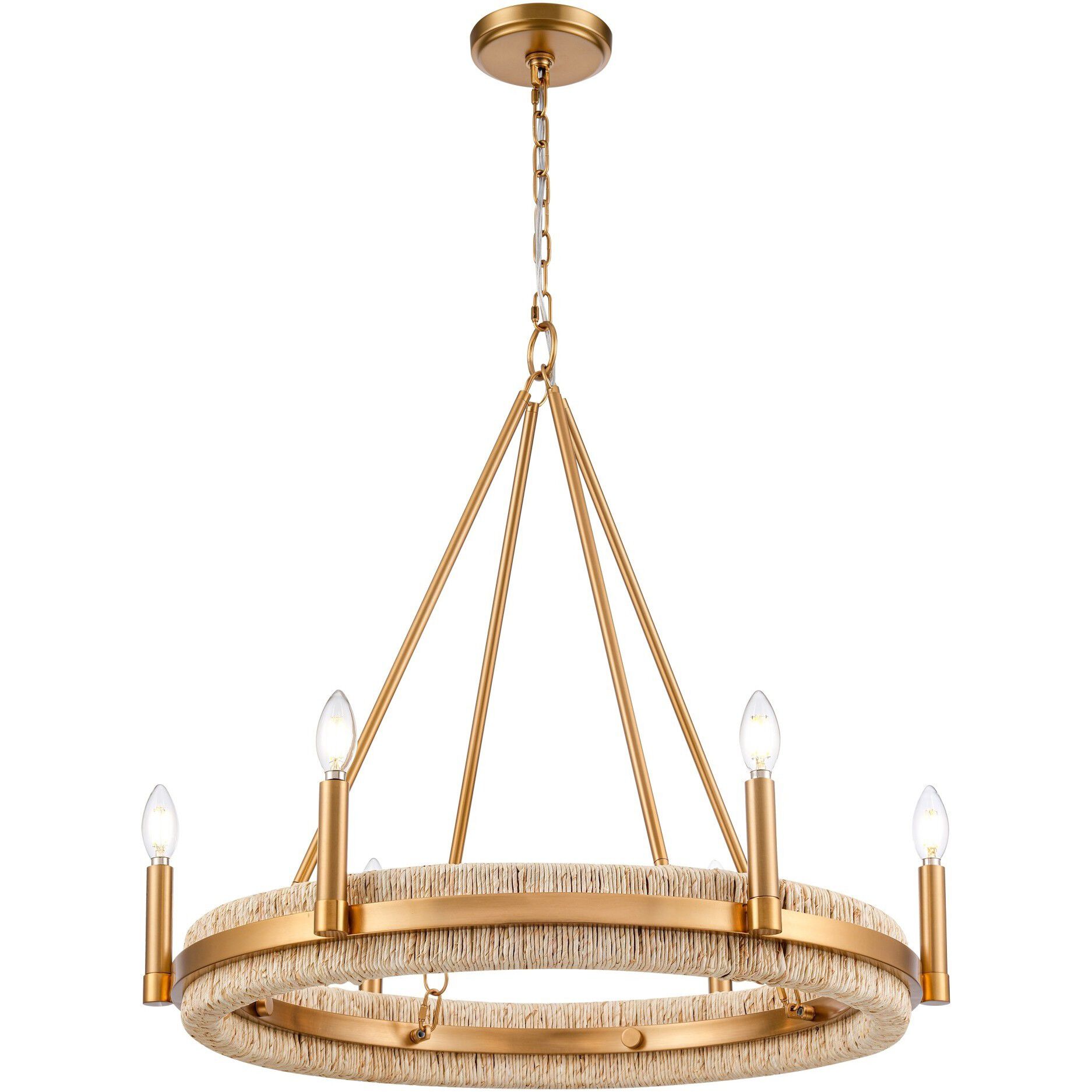 Copa 6 Light 29 inch Natural Brass Chandelier Ceiling Light