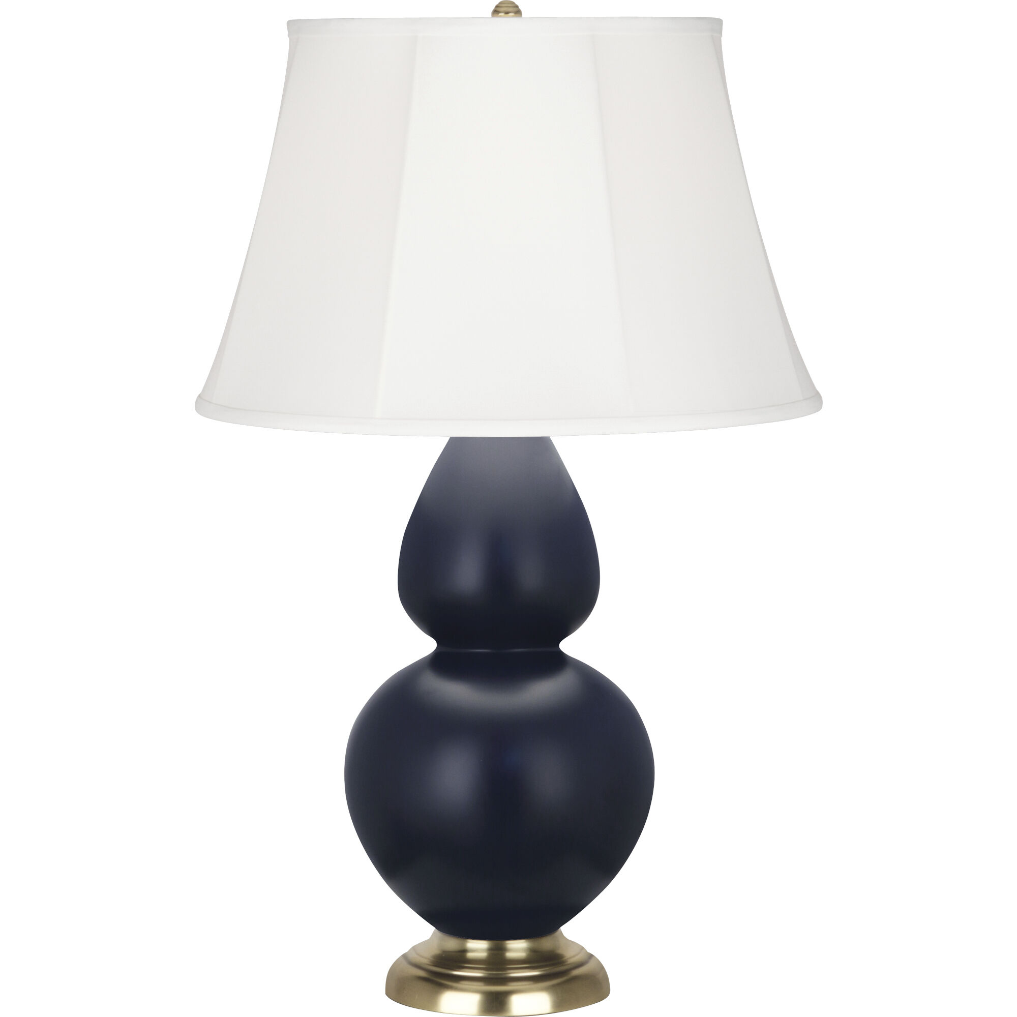 Robert Abbey MMB54 One Light Table Lamp Double Gourd Matte Midnight Blue Glazed Ceramic w Antique Brass