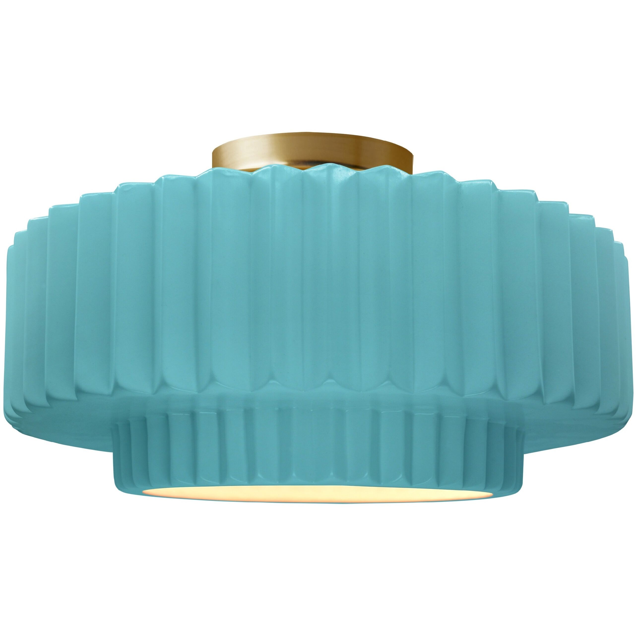 Radiance Collection - Pleated Tier LED 16.5 inch Reflecting Pool and Brushed Brass Semi-Flush Ceiling Light in Dedicated LED, 16.5W x 8H, Form+Finish+Function