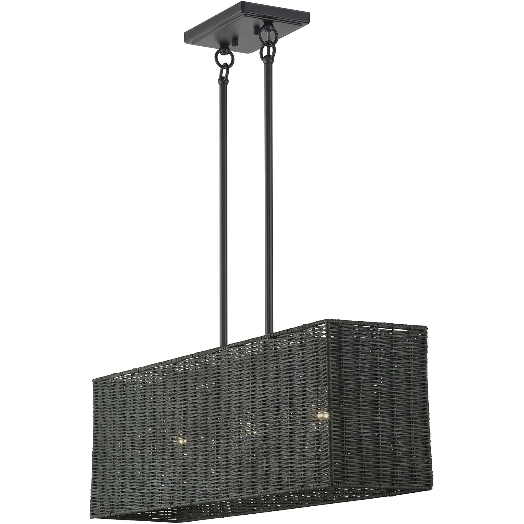 Weavington 3 Light 30 inch Black Linear Chandelier Ceiling Light, Medium