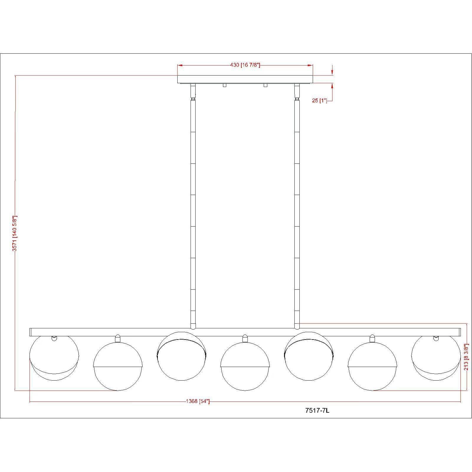 Realm Sphere Linear Chandelier Ceiling Light in Modern Gold