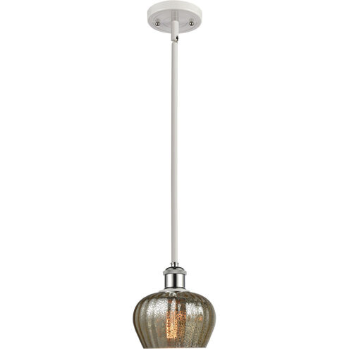 Ballston Fenton 1 Light 7 inch White and Polished Chrome Pendant Ceiling Light in Mercury Glass, Ballston