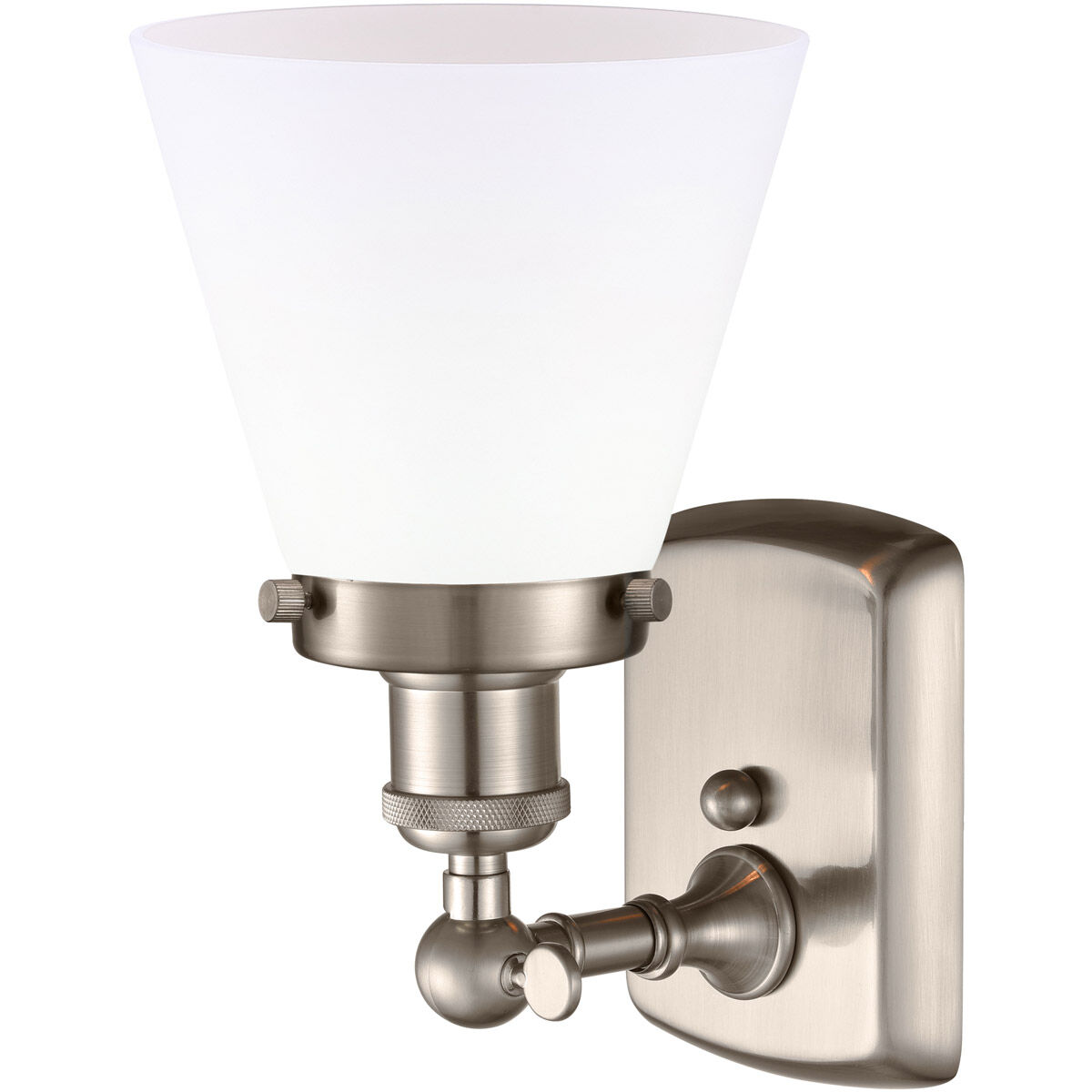Ballston Small Cone 1 Light 6 inch Brushed Satin Nickel Sconce Wall Light in Matte White Glass, Ballston