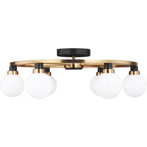 Ian 6 Light 24 inch Satin Brass Semi-Flush Mount Ceiling Light