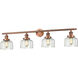 Franklin Restoration Large Bell LED 44 inch Antique Copper Bath Vanity Light Wall Light in Clear Glass, Franklin Restoration