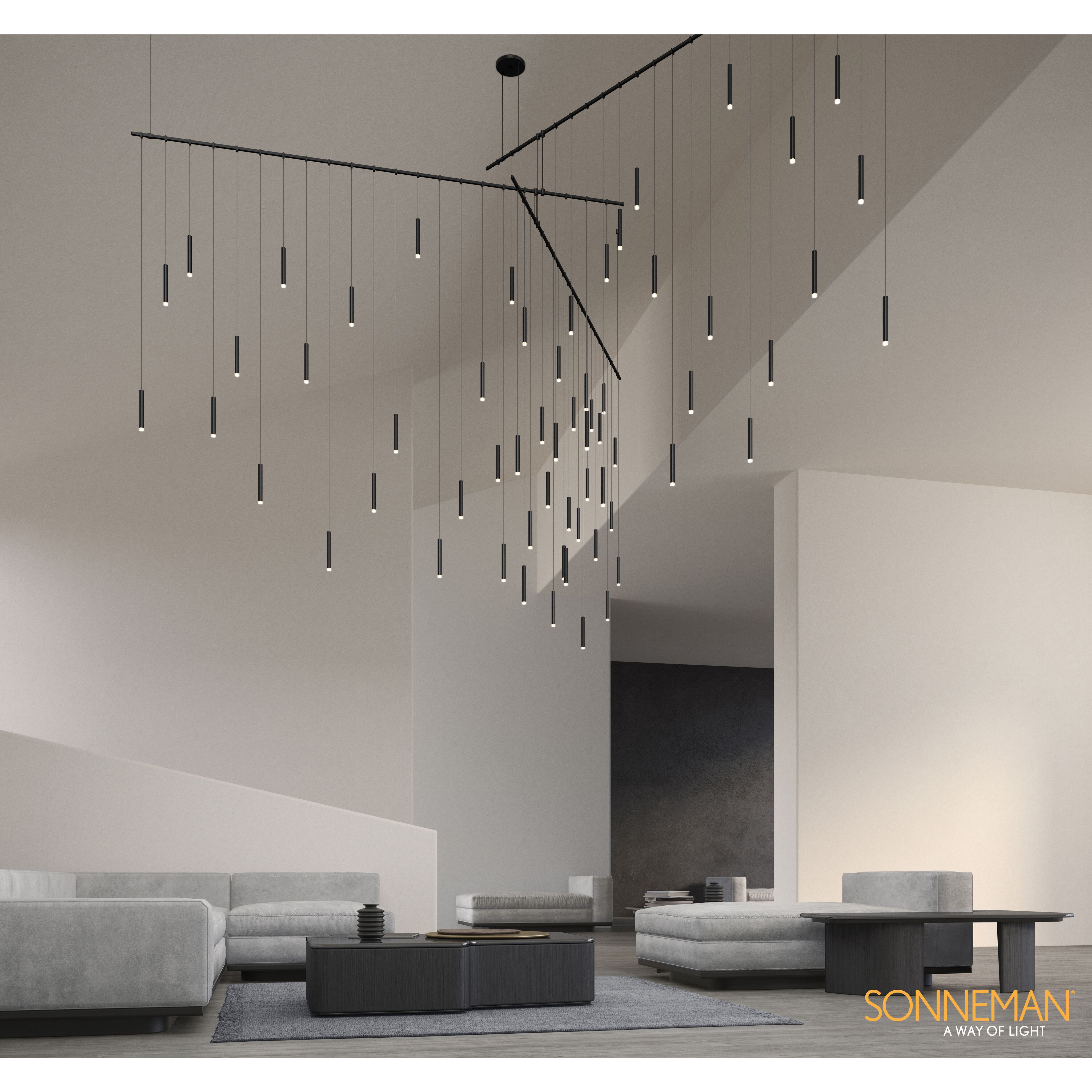 Suspenders LED 137.25 inch Satin Black Suspension Ceiling Light, Multi-light