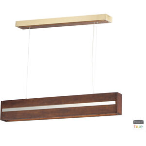 iWood LED 40.25 inch Antique Pecan and Brushed Champagne Linear Pendant Ceiling Light