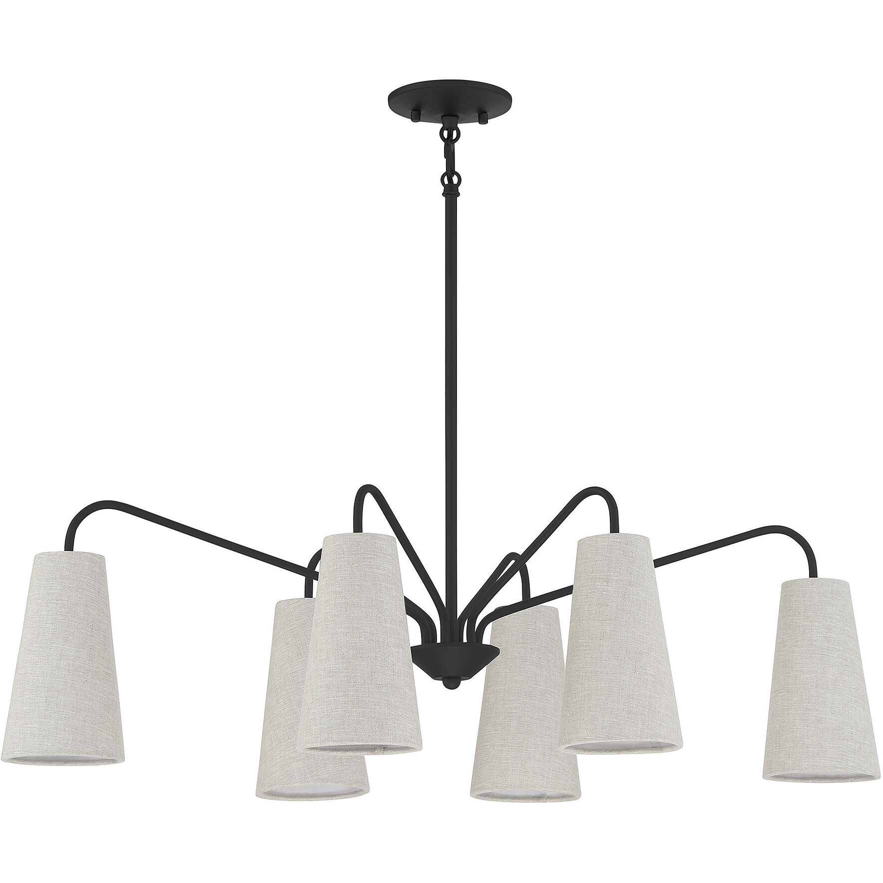 Edgewood 6 Light 35 inch Matte Black Linear Chandelier Ceiling Light, Essentials