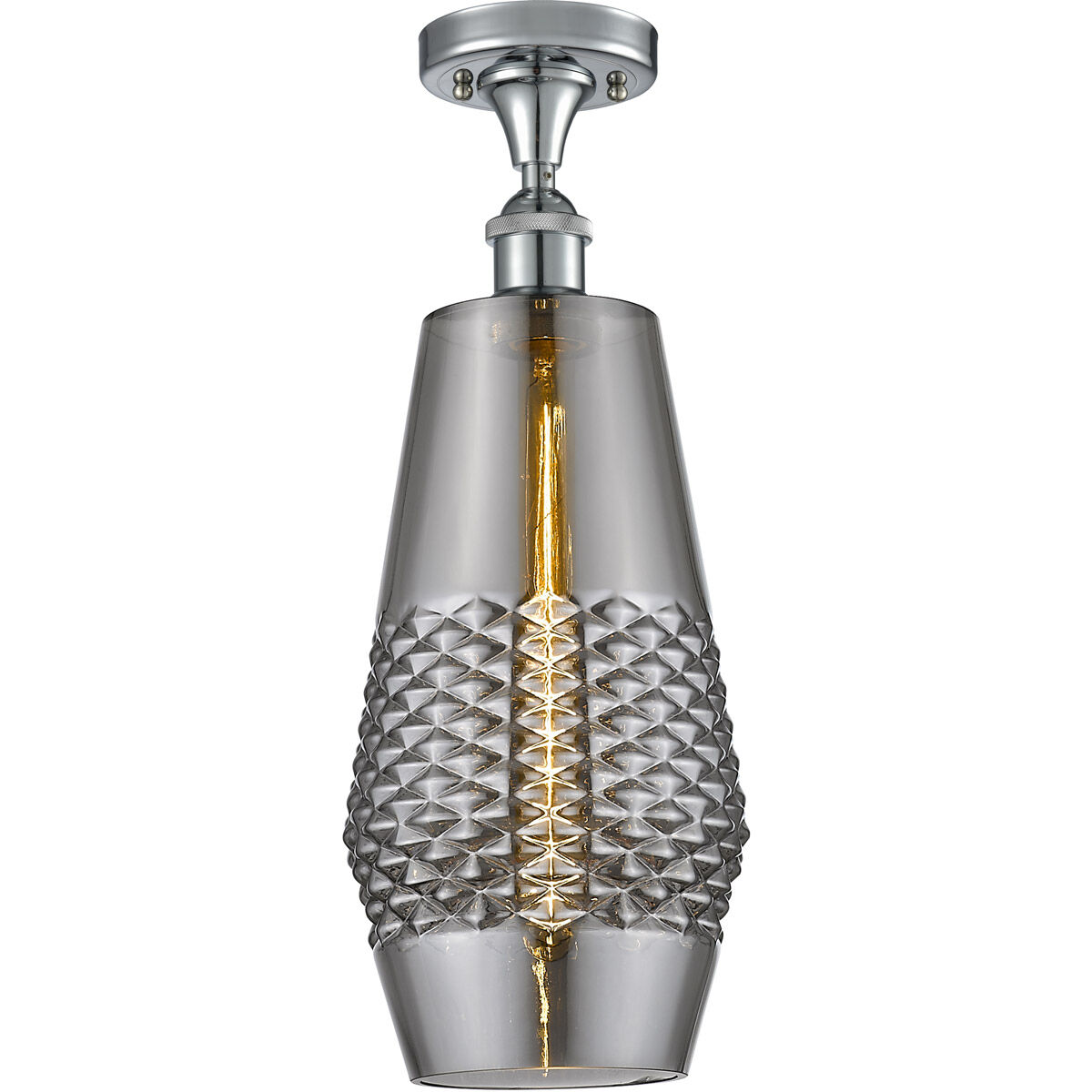 Ballston Windham LED 7 inch Polished Chrome Semi-Flush Mount Ceiling Light in Plated Smoke Glass