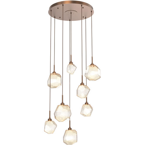 Gem LED 28.1 inch Burnished Bronze Chandelier Ceiling Light in 3000K LED, Amber, Round Multi-Port