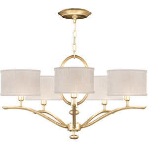 Allegretto 5 Light 29 inch Gold Leaf Chandelier Ceiling Light in Champagne Fabric