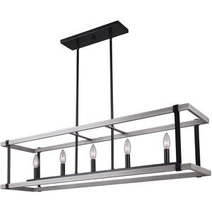 Joelle 5 Light 40 inch Matte Black/Brushed Grey Chandelier Ceiling Light