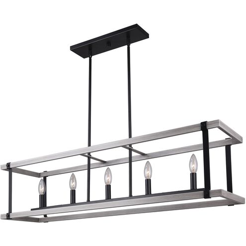 Joelle 5 Light 40 inch Matte Black/Brushed Grey Chandelier Ceiling Light