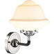 Nouveau Small Oxford 1 Light 8 inch Black Polished Nickel Sconce Wall Light in Matte White Glass, Nouveau