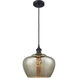 Ballston Large Fenton LED 11 inch Matte Black Mini Pendant Ceiling Light in Mercury Glass, Ballston