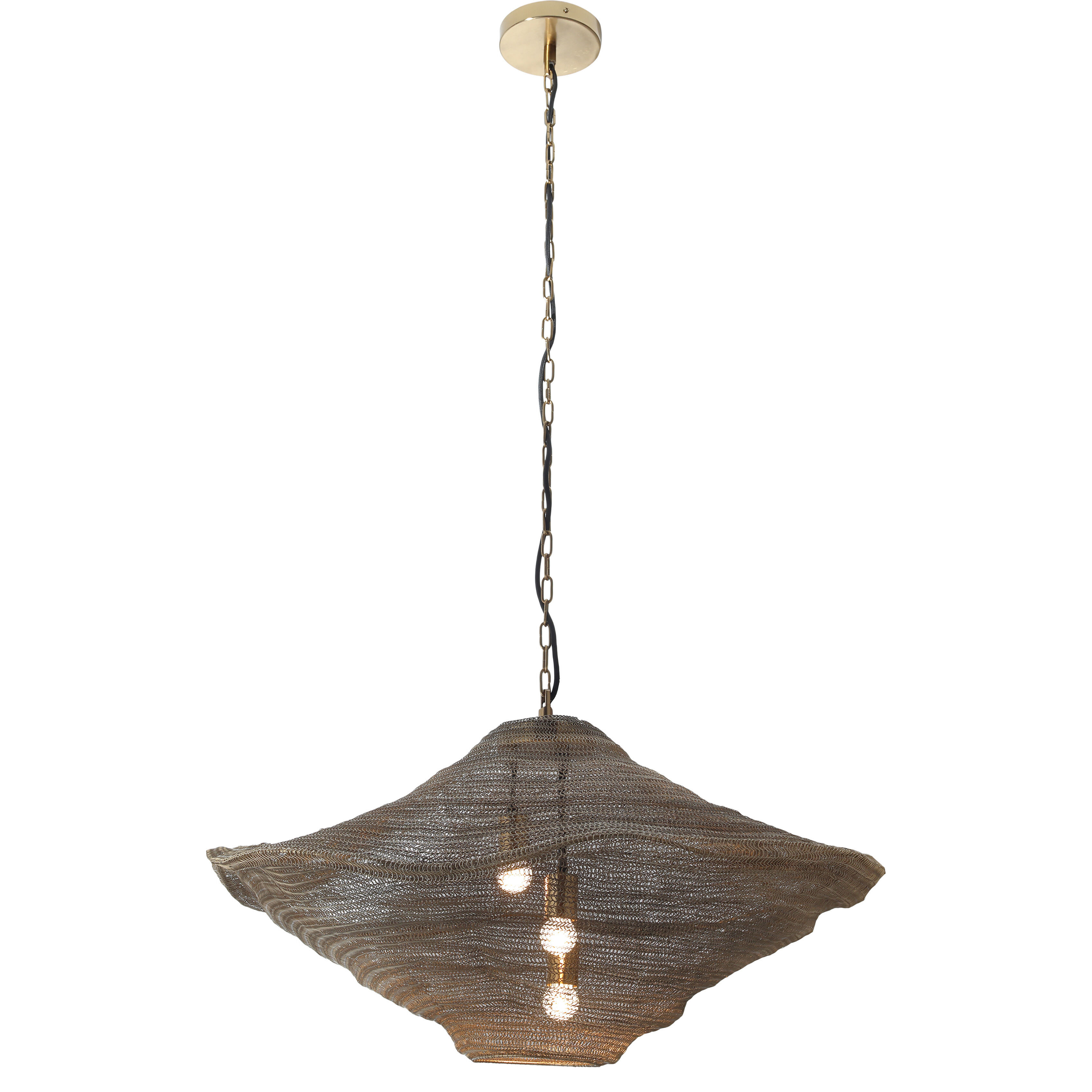 Marseille 3 Light 33 inch Brass Antique Pendant Ceiling Light