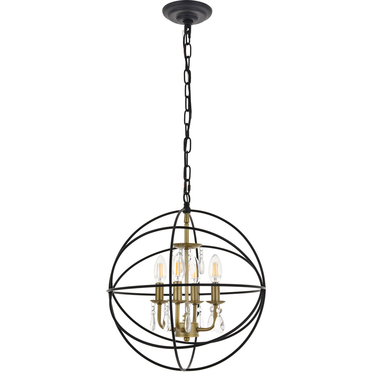Wallace 4 Light 16 inch Matte Black and Brass Pendant Ceiling Light
