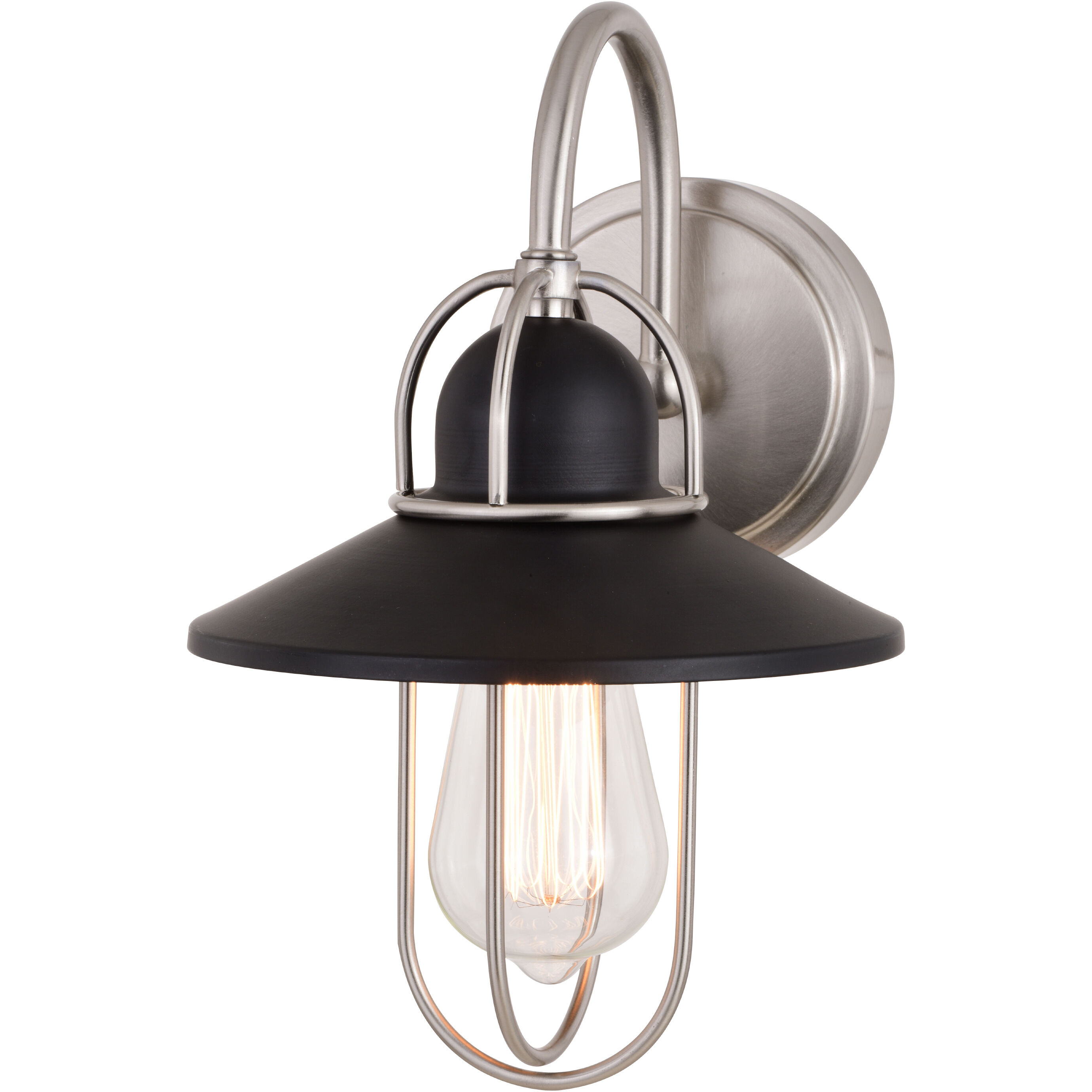 Galena 1 Light 7.5 inch Matte Black and Satin Nickel Bathroom Light Wall Light