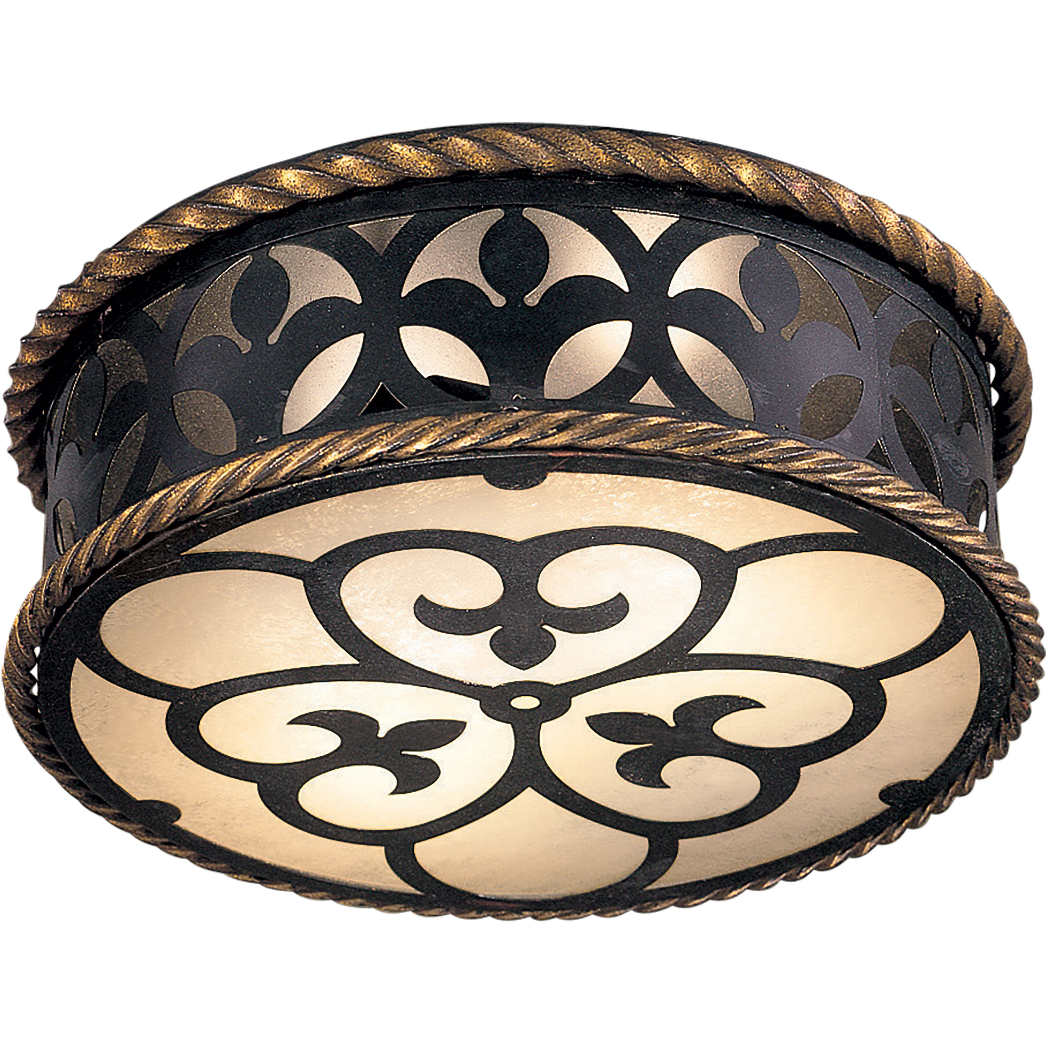 Montparnasse 2 Light 15.5 inch French Coal with Gold Leaf Flush Mount Ceiling Light