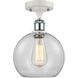 Ballston Athens LED 8 inch White and Polished Chrome Semi-Flush Mount Ceiling Light in Clear Glass, Ballston