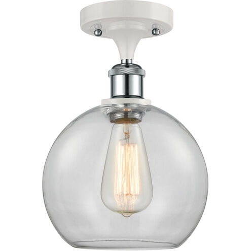 Ballston Athens LED 8 inch White and Polished Chrome Semi-Flush Mount Ceiling Light in Clear Glass, Ballston