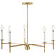 Hux 5 Light 28 inch Lacquered Brass with Warm White Chandelier Ceiling Light