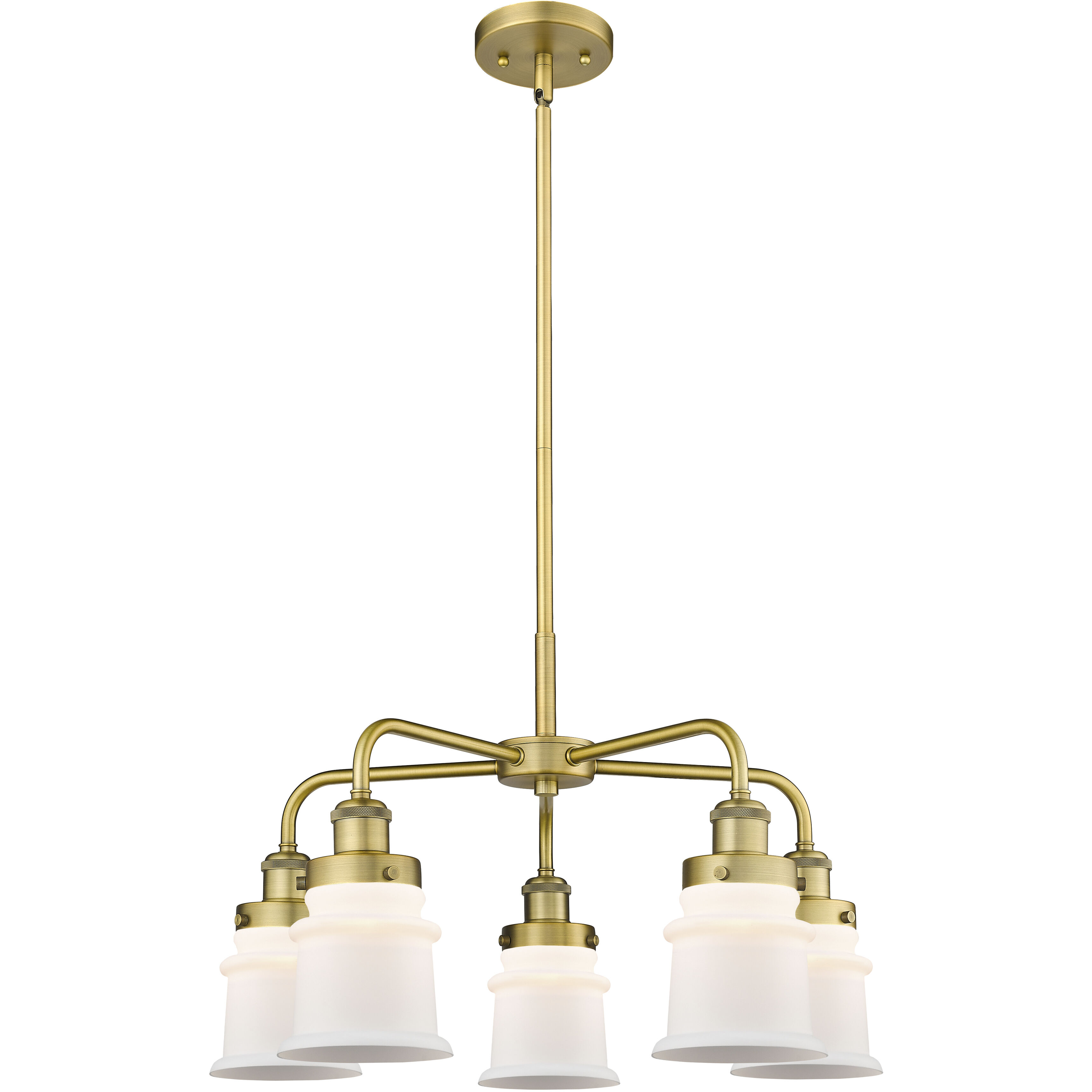 Canton 5 Light 23.25 inch Brushed Brass Chandelier Ceiling Light in Matte White Glass