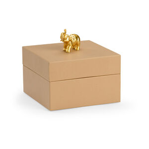 Pam Cain 8 inch Tan/Metallic Gold Decorative Box